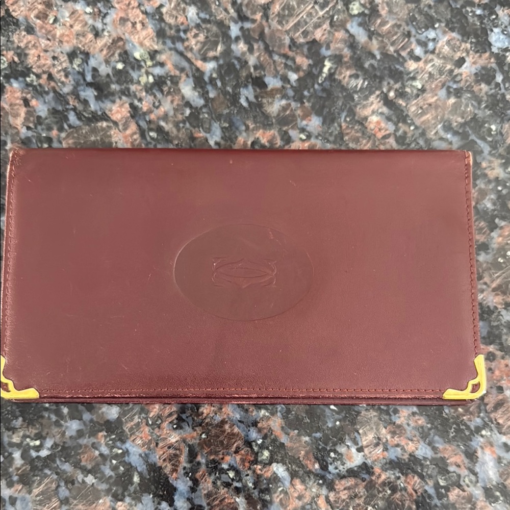 Cartier Brown Leather Key & Card Holder with Gold Accents